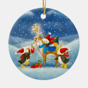 Pinguin und Reindeer Keramikornament