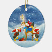Pinguin und Reindeer Keramikornament (Links)