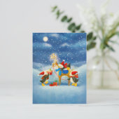 Pinguin und Reindeer Postkarte (Stehend Vorderseite)
