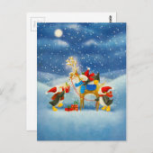 Pinguin und Reindeer Postkarte (Vorne/Hinten)