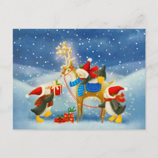 Pinguin und Reindeer Postkarte (Vorderseite)
