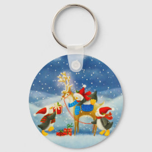 Pinguin und Reindeer Schlüsselanhänger