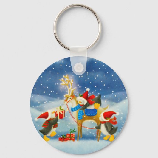 Pinguin und Reindeer Schlüsselanhänger (Vorderseite)