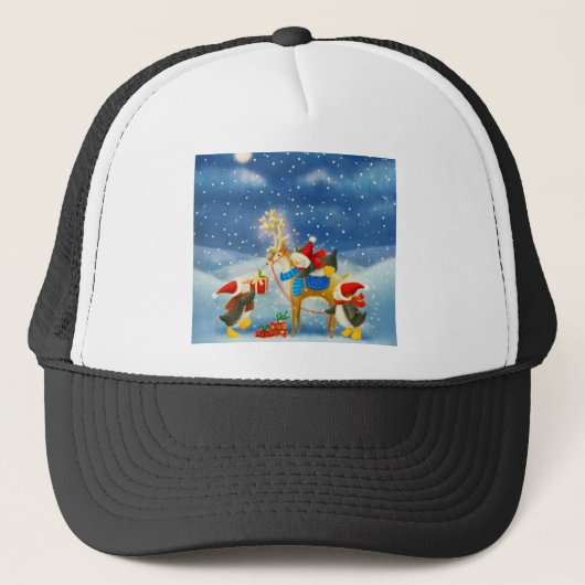 Pinguin und Reindeer Truckerkappe (Vorderseite)
