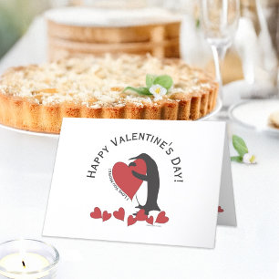 Pinguin und rotes Herz Frohes Valentinstag Feiertagskarte