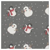 Pinguin und Schneemann Stoff (Nahaufnahme)
