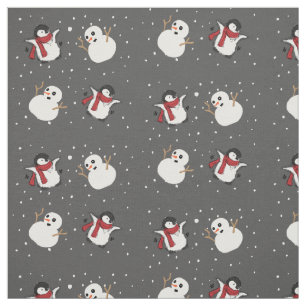 Pinguin und Schneemann Stoff