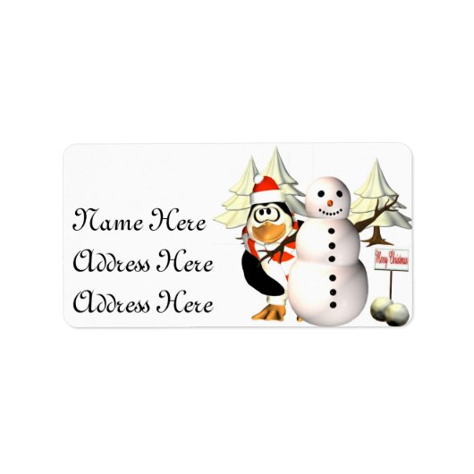 Pinguin und Snowman Address Labels Adressaufkleber (Vorne)