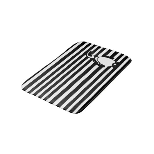 Pinguin und Streifen Badematte (Schrägansicht)