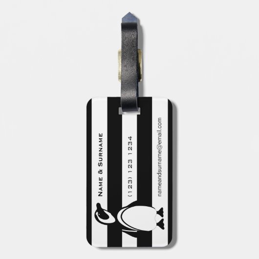 Pinguin und Streifen Gepäckanhänger (Rückseite vertikal)