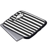 Pinguin und Streifen Laptopschutzhülle (Vorne Knopf)