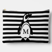 Pinguin und Streifen Mit Monogramm Zubehörtasche (Vorderseite)
