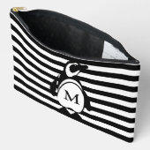Pinguin und Streifen Mit Monogramm Zubehörtasche (Offen)