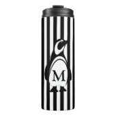 Pinguin und Streifen Thermosbecher (Vorderseite)