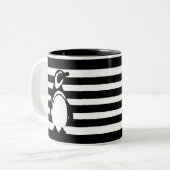 Pinguin und Streifen Zweifarbige Tasse (Vorderseite Links)
