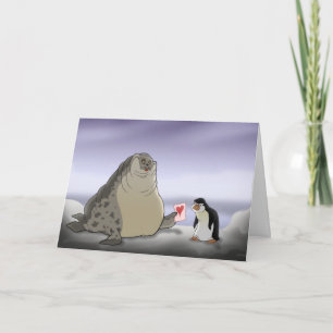 Pinguin und Valentinstag-Karte des Siegels Feiertagskarte