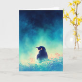 Pinguin unter dem dunklen Himmel Karte (Gelbe Blume)