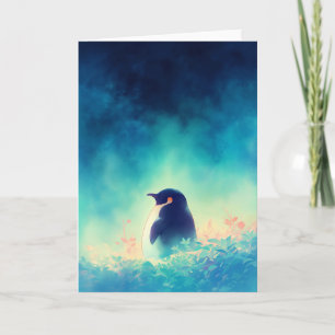 Pinguin unter dem dunklen Himmel Karte