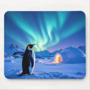 Pinguin unter dem Nordlicht Mousepad