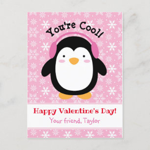 Pinguin Valentinstag Cards (Kinder) Pink Girls Feiertagspostkarte