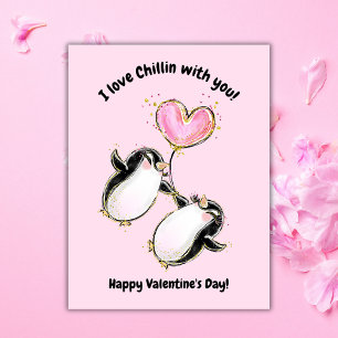 Pinguin-Valentinstag-Foto Feiertagskarte