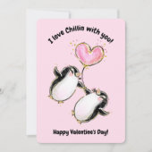 Pinguin-Valentinstag-Foto Feiertagskarte (Vorderseite)