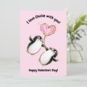 Pinguin-Valentinstag-Foto Feiertagskarte (Stehend Vorderseite)