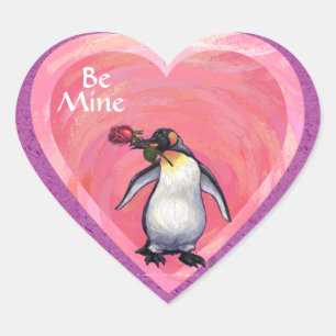 Pinguin-Valentinstag Herz-Aufkleber