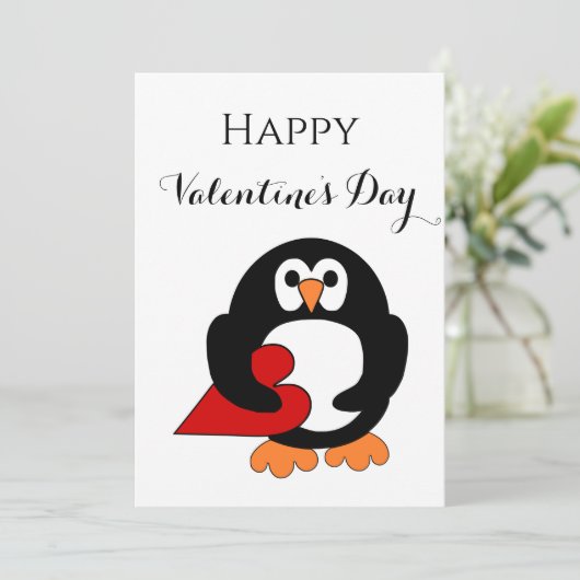 Pinguin Valentinstag Herz Feiertagskarte (Stehend Vorderseite)