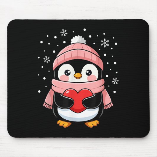 Pinguin Valentinstag Red Heart Winter Toddler Gi Mousepad (Vorne)