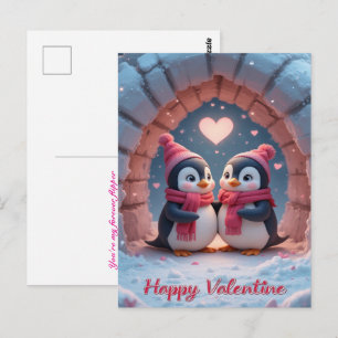 Pinguin Valentinstag Süßer Winter Liebespaar Postkarte