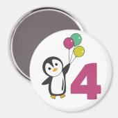 Pinguin Vierter Geburtstag Balloons für Kinder Mag Magnet (Vorderseite/Rückseite)