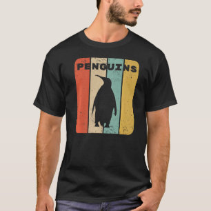 Pinguin Vintag Sunset Retro Niedliche Frauenpingui T-Shirt