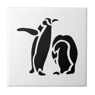 Pinguin Vintage Holzschnitt Fliese