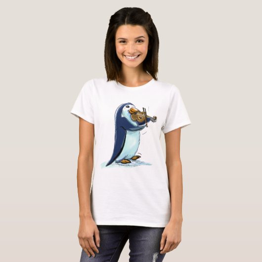 Pinguin-Violinist T-Shirt (Vorne ganz)