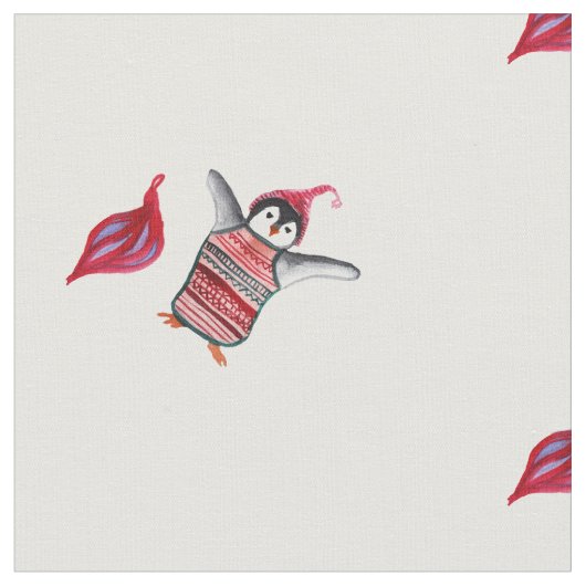 Pinguin Watercolor Art  Stoff (Nahaufnahme)