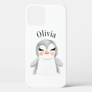 Pinguin Watercolor Name Modern Case-Mate iPhone Hülle
