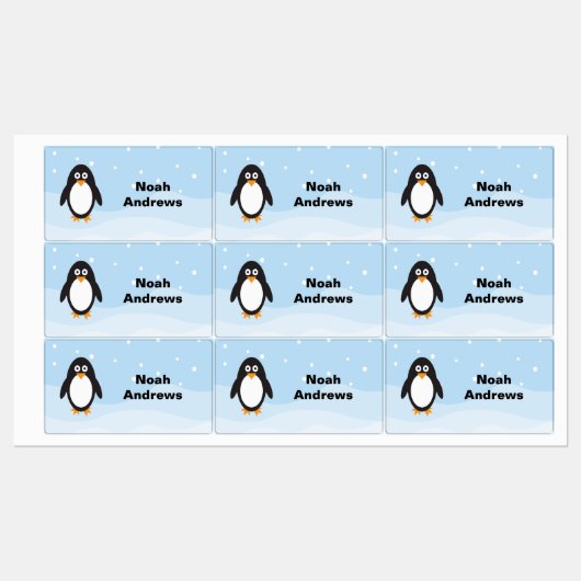 Pinguin Waterproof Name Labels für Schulen Etiketten (Blatt)