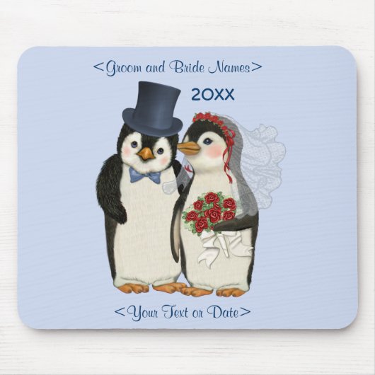 Pinguin Wedding Bride and Groom Krawatte - Anpasse Mousepad (Vorne)