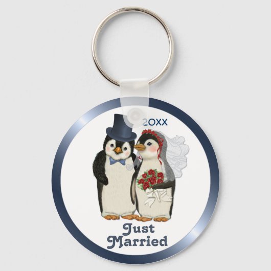 Pinguin Wedding Bride and Groom Krawatte - Anpasse Schlüsselanhänger (Vorderseite)