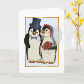Pinguin Wedding - Keine Textkarte Karte (Gelbe Blume)