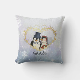 Pinguin Wedding Snowflake Pattern - Anpassen Kissen