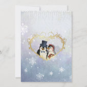 Pinguin Wedding Snowflakes Probe Dinner einladen Save The Date (Rückseite)