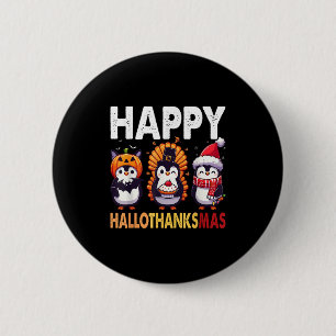 Pinguin-Weihnachten-Halloween-Kostüm Happy Halloth Button