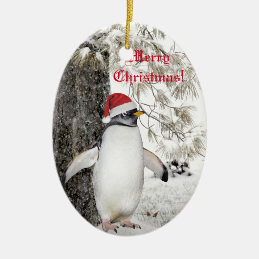 Pinguin-Weihnachten Keramik Ornament (Vorne)
