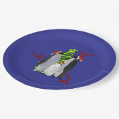 Pinguin Weihnachten Pappteller (Schrägansicht)