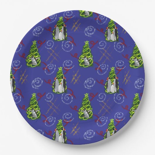 Pinguin Weihnachten Pappteller (Vorderseite)