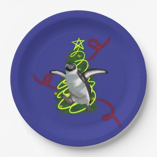 Pinguin Weihnachten Pappteller (Vorderseite)