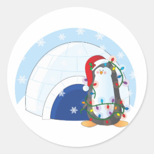 Pinguin-Weihnachten Runder Aufkleber