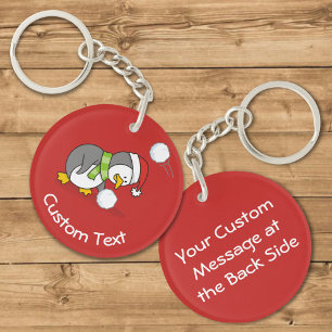 Pinguin-Weihnachts-Schlüsselanhänger mit Schneebal Schlüsselanhänger